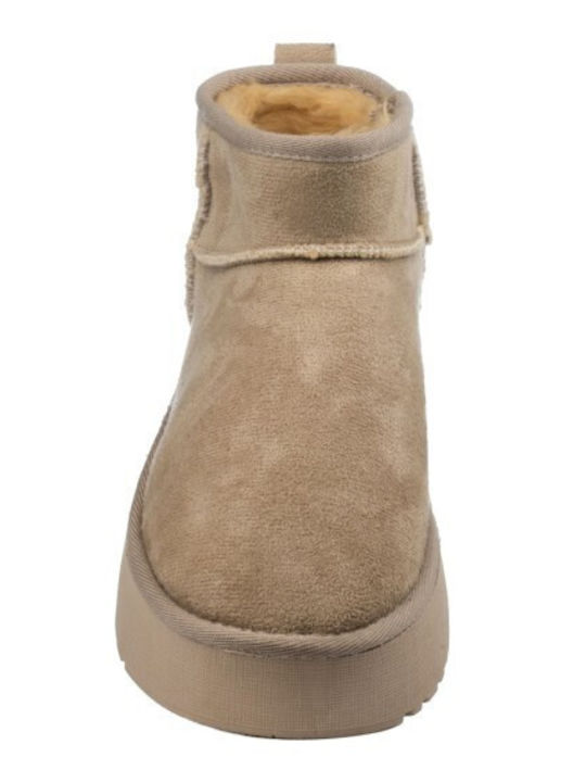 Leder Stiefeletten Damen Beige