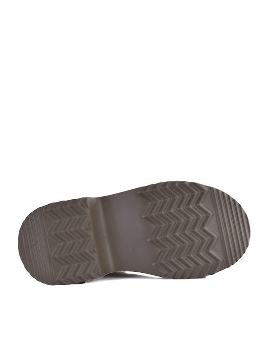 Leder Stiefeletten Damen mit Pelz Braun