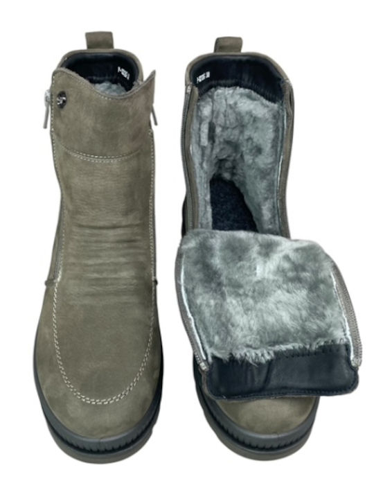 Leder Stiefeletten Damen Gray