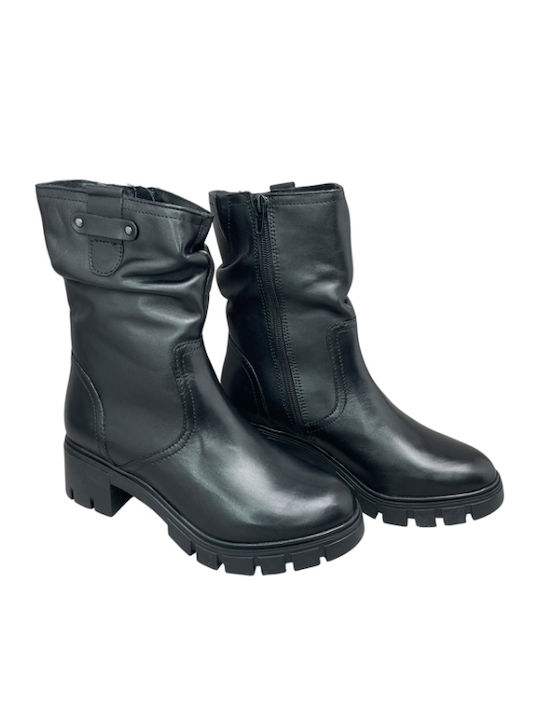 Leder Stiefeletten Damen Schwarz