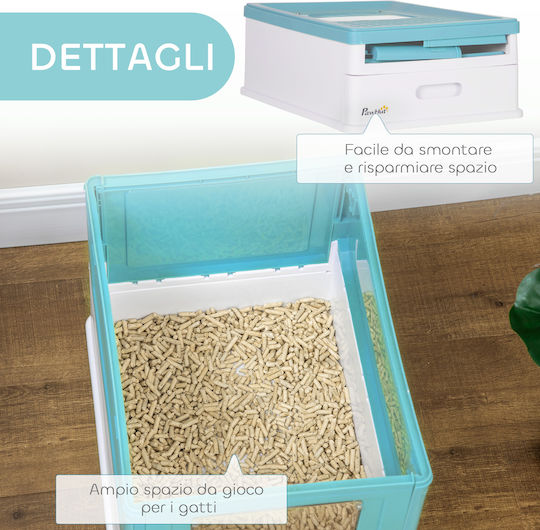 Pawhut Cat Toilet Closed Light Blue L47.5 x W35.5 x H36.7cm