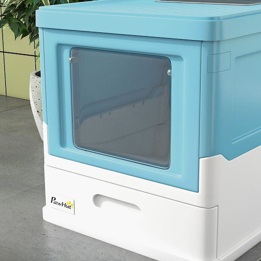 Pawhut Cat Toilet Closed Light Blue L47.5 x W35.5 x H36.7cm