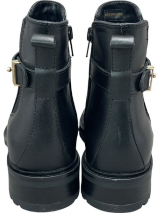 Leder Stiefeletten Damen Schwarz