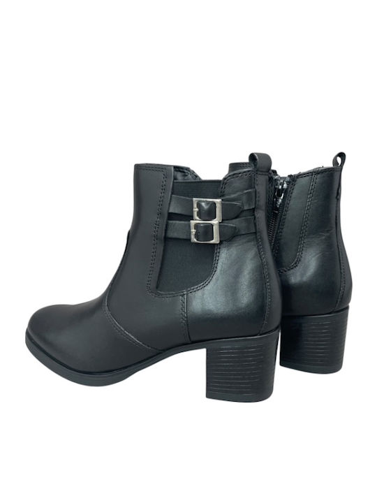 Leder Stiefeletten Damen Schwarz