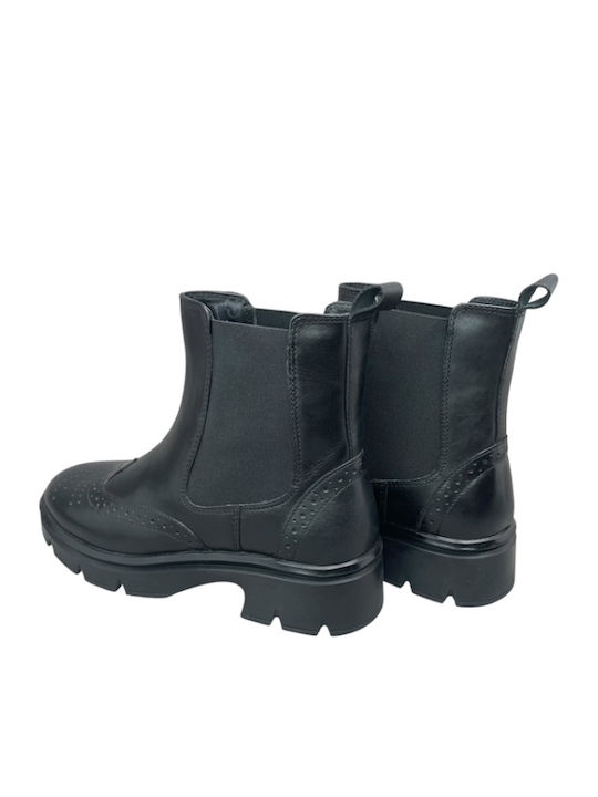 Leder Stiefeletten Damen Schwarz