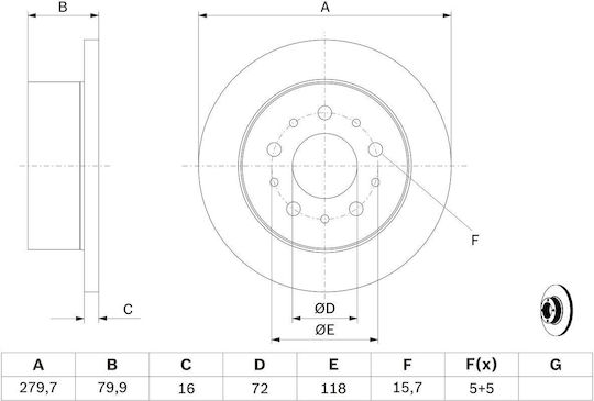 Bosch Спирачен Диск 0 986 479 399