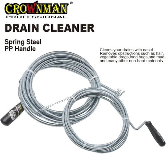 Crownman Steel Drain Unblockers 3m with Maximum Unclogging Thickness 6mm