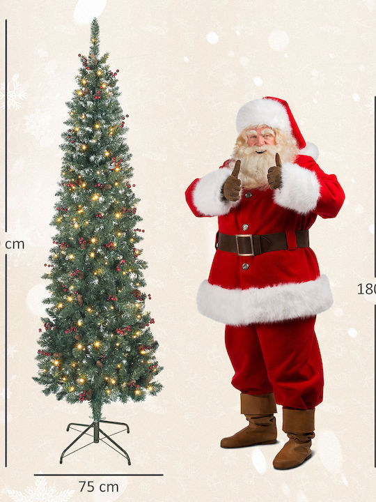Weihnachtsbaum Schlank mit Zapfen 210cm mit LED-Beleuchtung