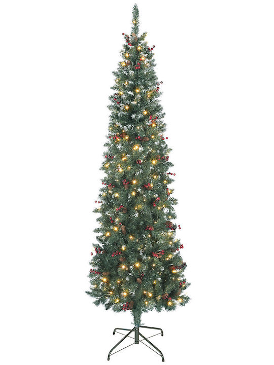 Weihnachtsbaum Schlank mit Zapfen 210cm mit LED-Beleuchtung