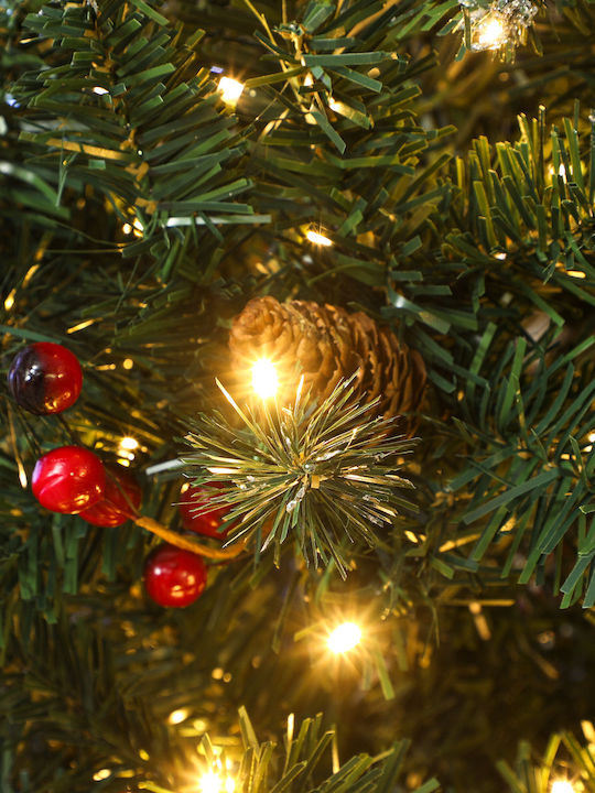 Weihnachtsbaum Schlank mit Zapfen 210cm mit LED-Beleuchtung