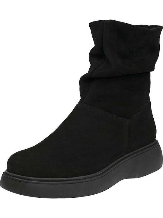 0231 Leather Women's Ankle Boots Platform Black