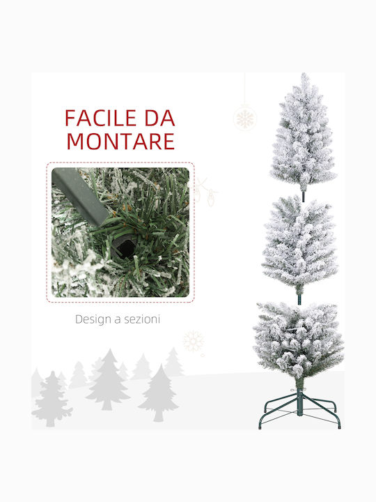 Christmas Tree Slim Snowy 150cm with 263 Branches and with LED Lighting White