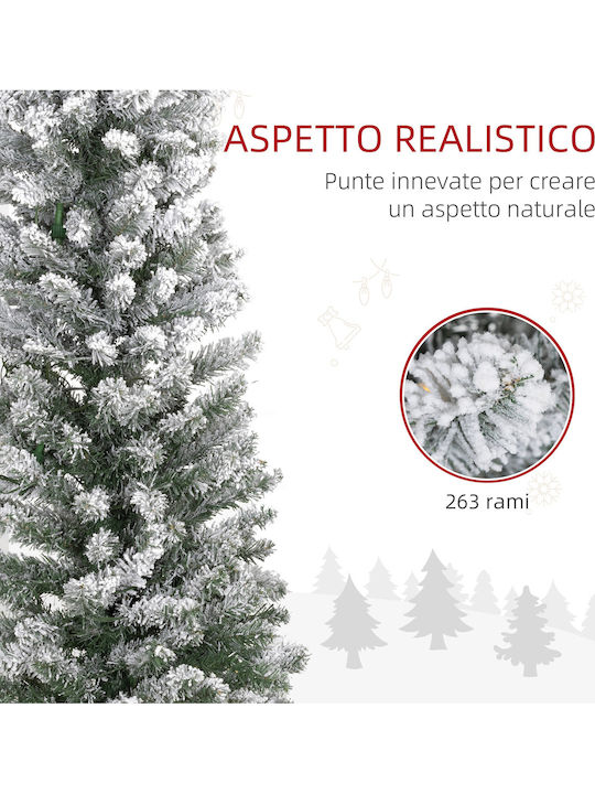 Christmas Tree Slim Snowy 150cm with 263 Branches and with LED Lighting White