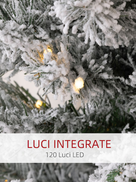 Christmas Tree Slim Snowy 150cm with 263 Branches and with LED Lighting White