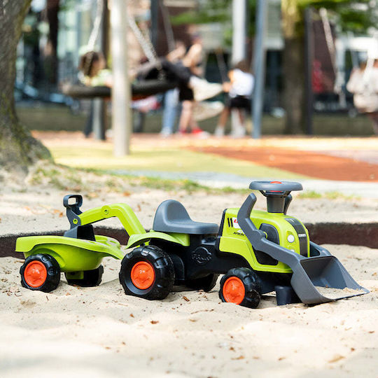 Tractor pentru copii De la picior la podea cu caruta si pedala Verde