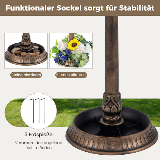Costway Costway Solar Bird Water Feeder Light Planter Copper Eco-Friendly Bird Feeding Pz10005gu