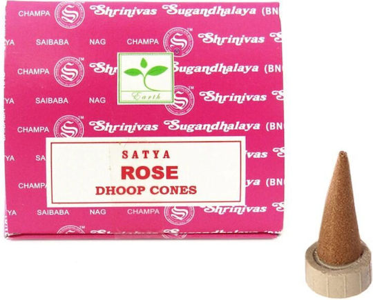 Satya Rose Dhoop Räucherkegel Keramische Basis zum Anzünden 12 Stück