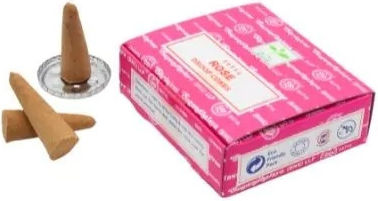 Satya Rose Dhoop Räucherkegel Keramische Basis zum Anzünden 12 Stück