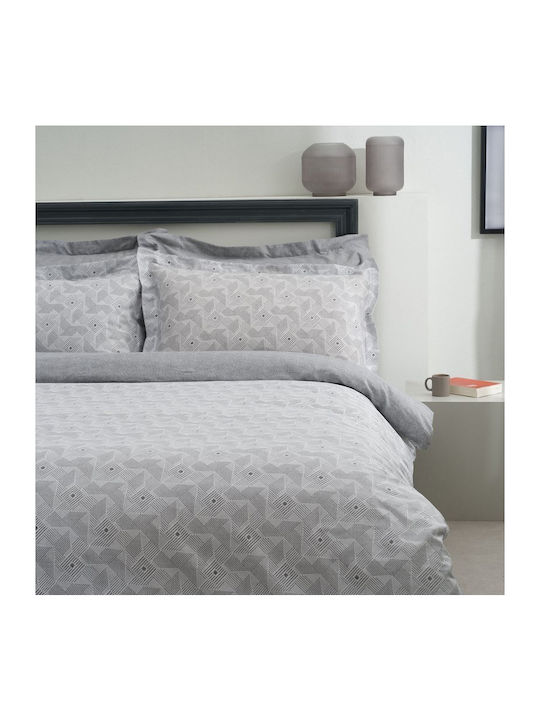 Vesta Home Vesta Home Cotton Satin Duvet Cover Set 170x240cm Single with Pillowcase Geneva Gray