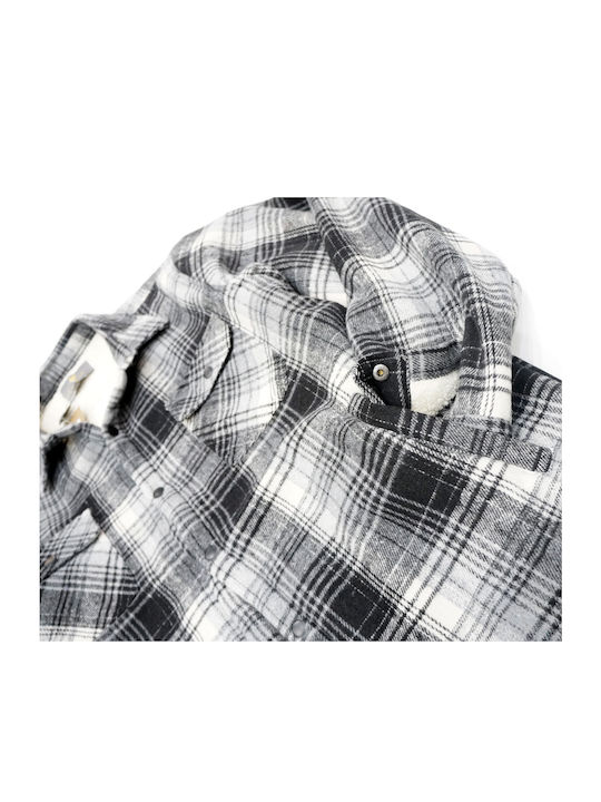Herrenhemden Langärmeliges Overshirt Schwarz, Grau