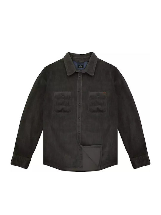 Μακρυμάνικo Κοτλέ Overshirt σε Κανονική Γραμμή Grey