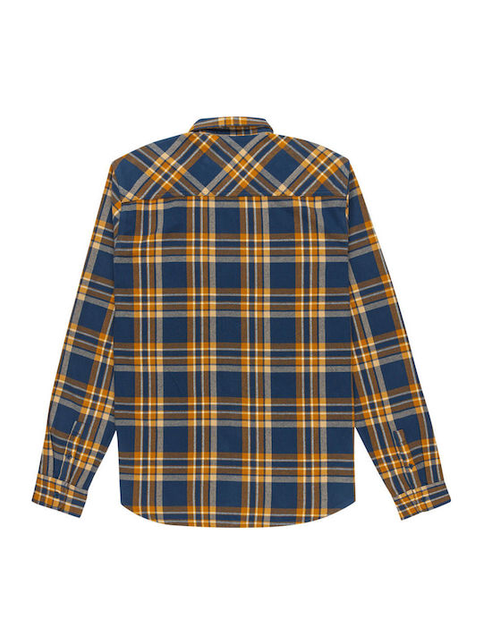 Marshal Μακρυμάνικo Φανελένιο Πουκάμισο Dark Denim