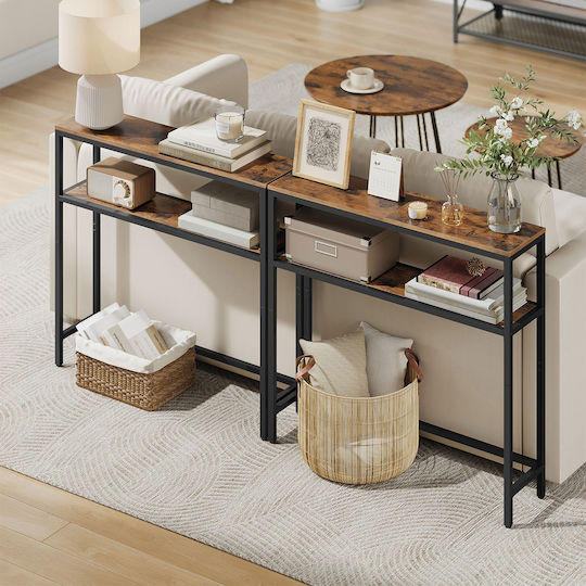 Console Table Wood & Metal Brown L80xW20xH80.9cm Console Table Wood & Metal Brown L80xW20xH80.9cm