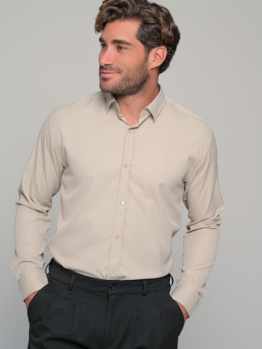 Bosnian Lunga Long-sleeved Cotton Shirt Beige