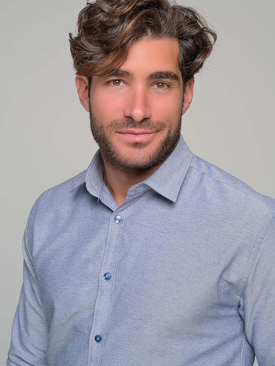 Brunello Long-sleeved Cotton Shirt Blue