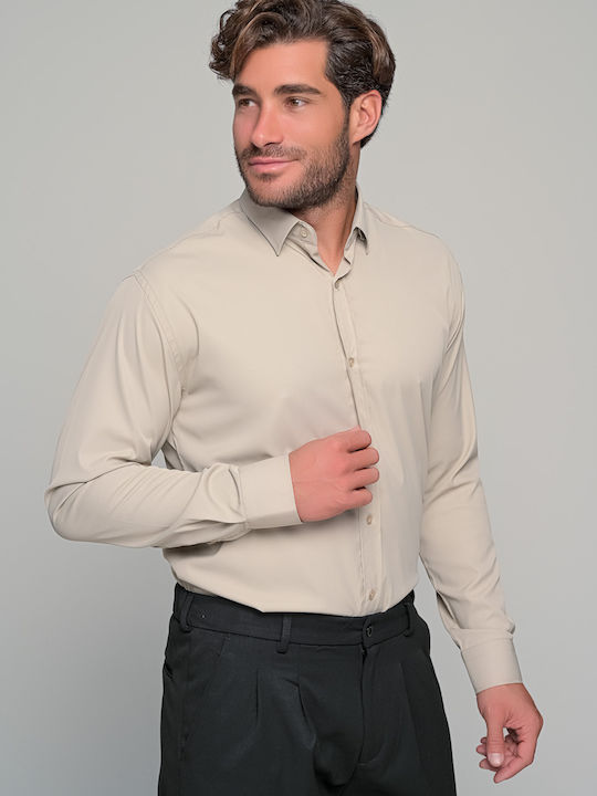 Bosnian Lunga Long-sleeved Cotton Shirt Beige