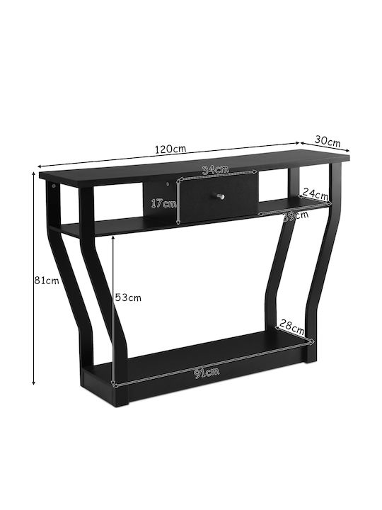 Consolă Lemn Negru L120xL30xH81buc