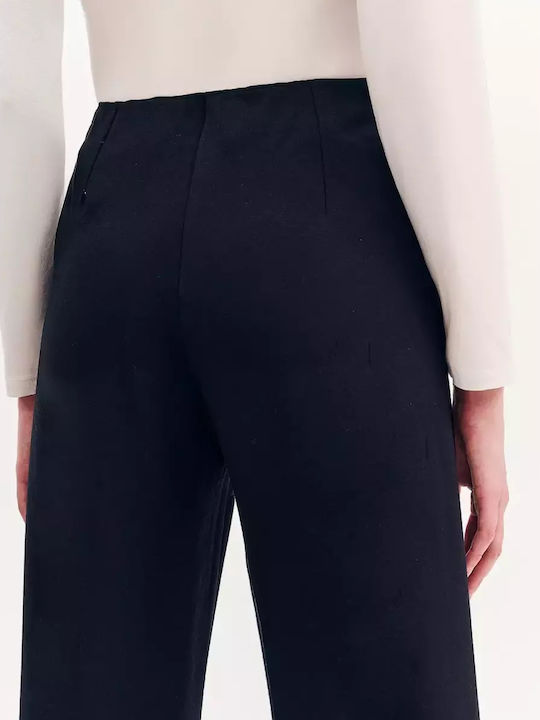 Women's Fabric Trousers with Elastic Regular Fit Black