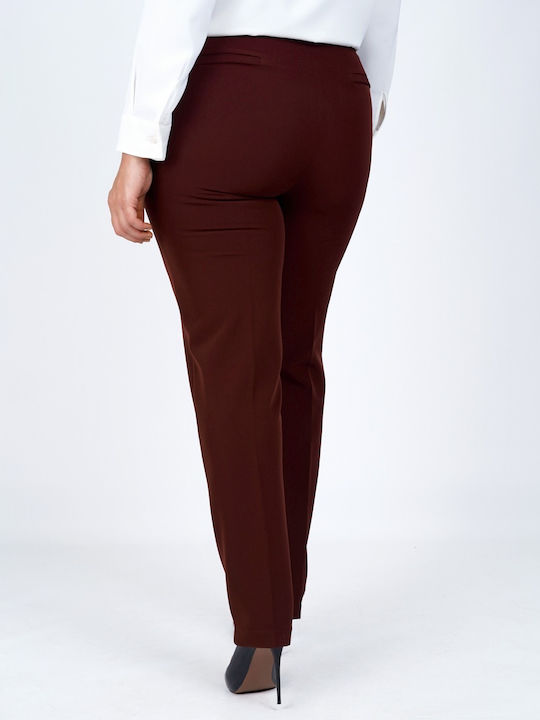 Women's Fabric Trousers Burgundy