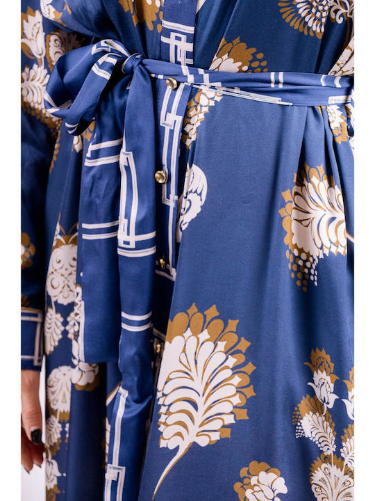 Rochie-Cămașă Midi Albastră