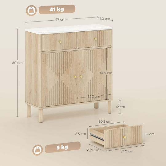 Sideboard made of Wood & Metal with Drawers Oak 77x30x80cm