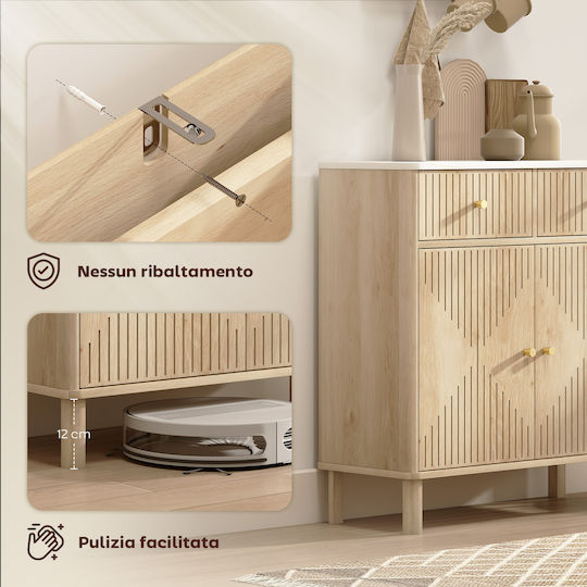 Sideboard made of Wood & Metal with Drawers Oak 77x30x80cm