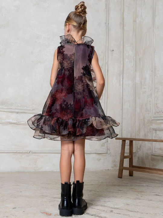 Children's Dress Floral Bordeaux