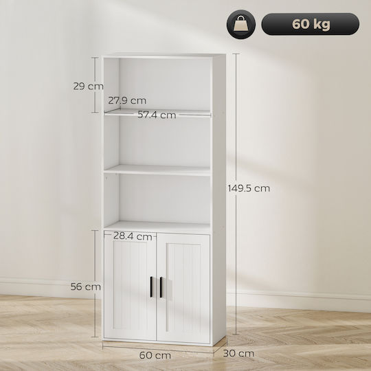 Βιβλιοθήκη Λευκό 60x30x145.5εκ.