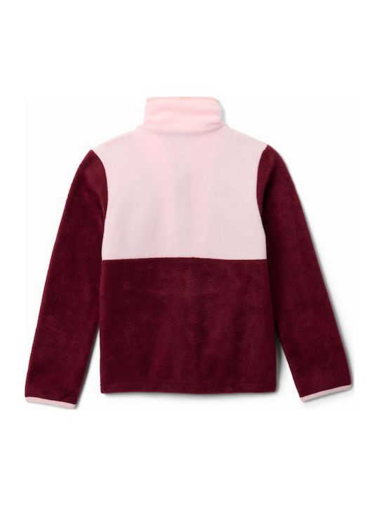 Kids Cardigan Fleece Rich Wine/satin Pink Back Bowl Ii