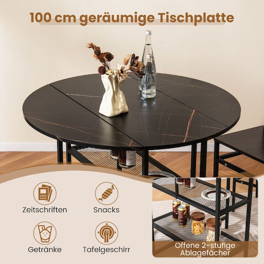 Τραπέζι Καθιστικού Πτυσσόμενο 100x100x80 Μαύρο Τραπέζι Καθιστικού Πτυσσόμενο 100x100x80 Μαύρο