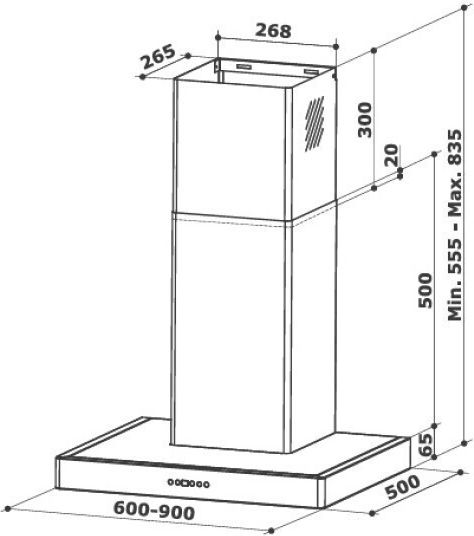 Proff AIRMAX PROFF LD37 Απορροφητήρας Καμινάδα 90cm Μαύρος