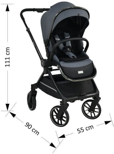 Bebe Stars Mirage Ρυθμιζόμενο Καρότσι 3 σε 1 Kατάλληλο για Nεογέννητο Grey 9.6kg