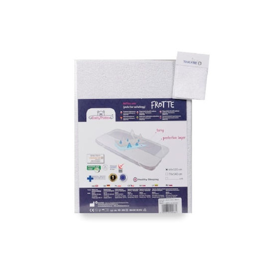 Matex Fitted Waterproof Crib Mattress Protector Terry Towel White 80x160cm