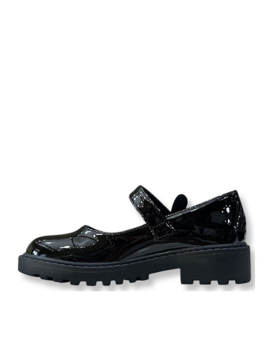 Kids Anatomic Patent Leather Ballerinas with Hoop & Loop Closure Black