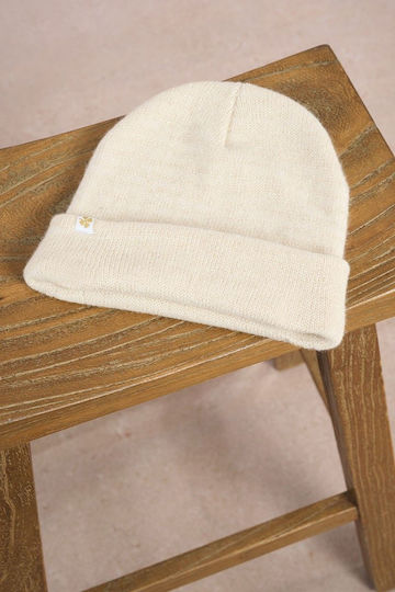 Beanie Γυναικείος Σκούφος Πλεκτός σε Εκρού χρώμα