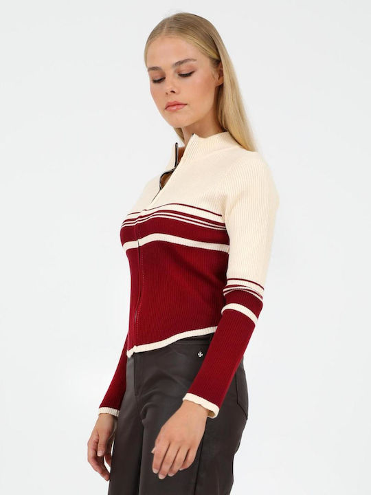 Women's Knitted Cardigan with Zipper Beige