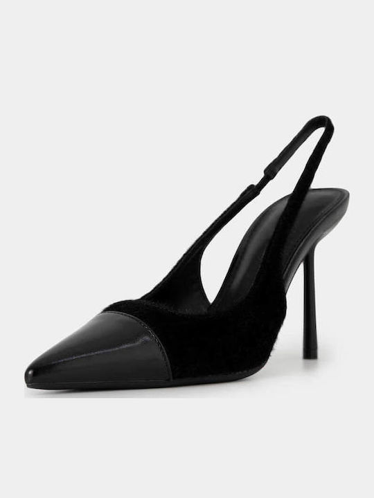 Leather Pointed Toe Stiletto Black High Heels