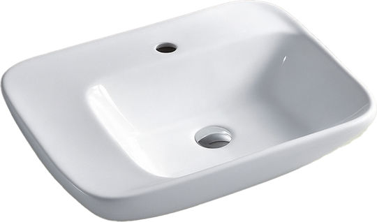 Inter Ceramic Επικαθήμενος Νιπτήρας Κεραμικός με Μπαταρία 59x45cm Λευκός Inter Ceramic Επικαθήμενος Νιπτήρας Κεραμικός με Μπαταρία 59x45cm Λευκός
