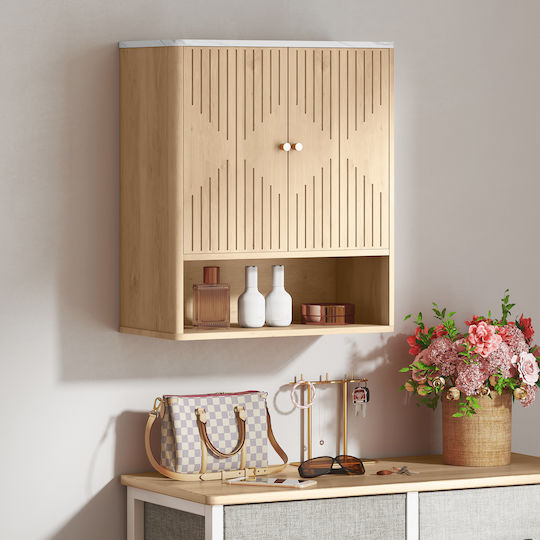 HomCom Bathroom Cabinet L60xW18xH70cm Oak