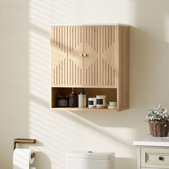 HomCom Bathroom Cabinet L60xW18xH70cm Oak